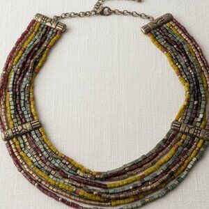 Chico's Yellow and Red Multi-Strand Necklace